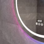 Kerek RGB Led tükör Ø70cm Welland Beta - Páramentesítés - Óra - Fényerő + színhőfok állítás - RGB funkciók