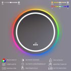 Kerek RGB Led tükör Ø70cm Welland Beta - Páramentesítés - Óra - Fényerő + színhőfok állítás - RGB funkciók