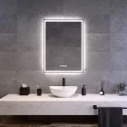 Fekete keretes Loft stílusú LED tükör 60x80cm - Páramentesítő - Óra - Fényerő és színhőmérséklet szabályozás - Welland Luxury-Line Loft G1101