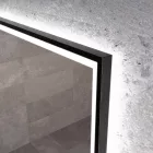 Fekete keretes Loft stílusú LED tükör 80x60cm - Páramentesítő - Beépített óra - Fényerő és színhőmérséklet szabályozás - Welland Luxury-Line Loft G1099