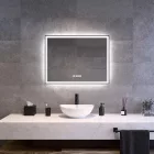 Fekete keretes Loft stílusú LED tükör 80x60cm - Páramentesítő - Beépített óra - Fényerő és színhőmérséklet szabályozás - Welland Luxury-Line Loft G1099