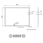 Fekete keretes Loft stílusú LED tükör 80x60cm - Páramentesítő - Beépített óra - Fényerő és színhőmérséklet szabályozás - Welland Luxury-Line Loft G1099