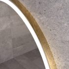 Kerek Led tükör arany színű kerettel Ø70cm Welland G1107 - Páramentesítő - Óra - Fényerő + színhőfok állítás