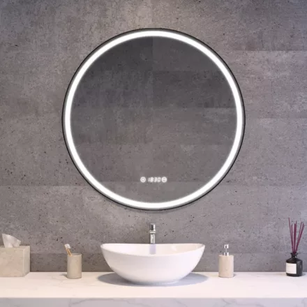 Kerek Led tükör Ø80cm Welland G6511 - Páramentesítő - Óra - Fényerő + színhőfok állítás