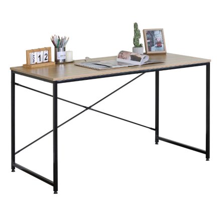 Intenso Home íróasztal / számítógépasztal 120x60cm | Masszív fém váz, fekete - Sonoma tölgy szín