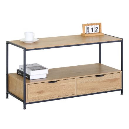 Intenso Home dohányzóasztal fiókkal 100x40cm - Masszív fém váz, aranytölgy szín