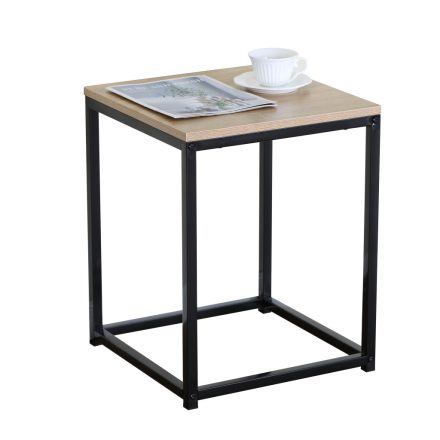 Loft stílusú szögletes dohányzóasztal fém lábbal - 40x40cm - Sonoma tölgy - Intenso Home