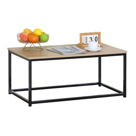 Loft stílusú szögletes dohányzóasztal fém lábbal - 90x40cm - Sonoma tölgy - Intenso Home