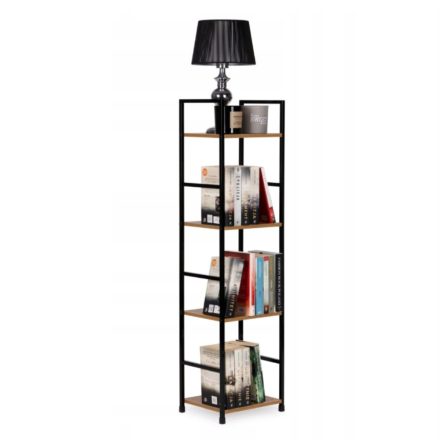 Nyitott könyvespolc, tároló állvány fém lábakkal - 4 szintes aranytölgy - 29x112cm Intenso