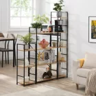 Nyitott könyvespolc, tároló állvány fém lábakkal - 4 szintes aranytölgy - 29x112cm Intenso