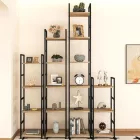 Nyitott könyvespolc, tároló állvány fém lábakkal - 4 szintes aranytölgy - 29x112cm Intenso