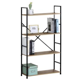 Nyitott könyvespolc, tároló állvány fém lábakkal - 4 szintes aranytölgy - 59x112cm Intenso