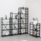 Fekete 4 szintes nyitott könyvespolc, tároló állvány fém lábakkal - 59x112cm Intenso