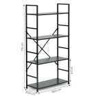 Fekete 4 szintes nyitott könyvespolc, tároló állvány fém lábakkal - 59x112cm Intenso