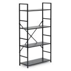 Fekete 4 szintes nyitott könyvespolc, tároló állvány fém lábakkal - 59x112cm Intenso