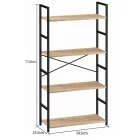 Nyitott könyvespolc, tároló állvány fém lábakkal - 4 szintes aranytölgy - 59x112cm Intenso