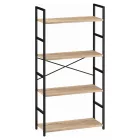 Nyitott könyvespolc, tároló állvány fém lábakkal - 4 szintes aranytölgy - 59x112cm Intenso