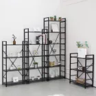 Fekete 3 szintes nyitott könyvespolc, tároló állvány fém lábakkal - 59x80cm Intenso