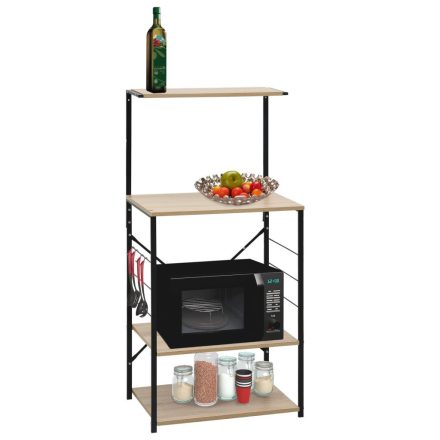 Nyitott döntött design könyvespolc, tároló állvány fém lábakkal - 4 szintes sonoma tölgy - 60x148cm Intenso Home