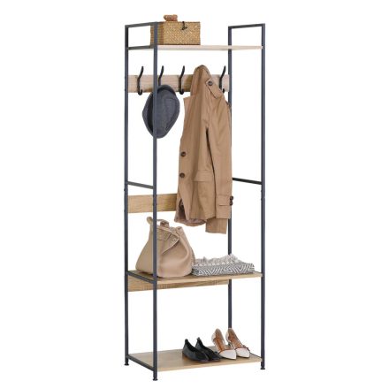 Előszobai ruhatároló fogas 3db polccal - Előszobaszekrény - Nyitott gardrób - 60x175cm Intenso Home