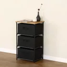 Komód 3db szövet fiókkal - Fekete acél váz - Vászonfiókos tároló - 40x68cm Intenso