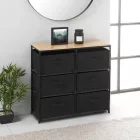 Komód 6db szövet fiókkal - Fekete acél váz - Vászonfiókos tároló - 76x68cm Intenso