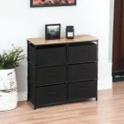 Komód 6db szövet fiókkal - Fekete acél váz - Vászonfiókos tároló - 76x68cm Intenso