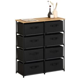 Komód 8db szövet fiókkal - Fekete acél váz - Vászonfiókos tároló - 76x90cm Intenso