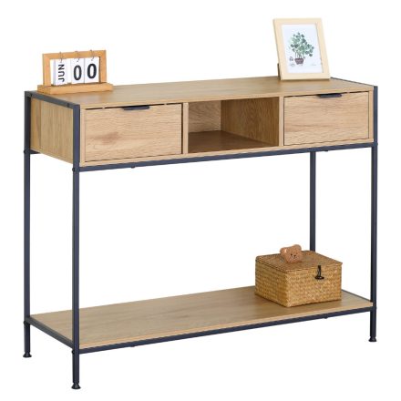 Intenso Home konzolasztal fiókkal 100x35cm - Masszív fém váz, aranytölgy szín