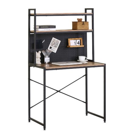 Intenso Home íróasztal / számítógépasztal polcokkal mágnestáblával 84x46cm - Masszív fém váz, fekete - tölgy szín