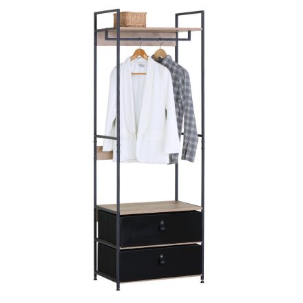 Ruhatároló fogas 2db fiókkal - Előszobaszekrény - Nyitott gardrób - 60x175cm Intenso Home