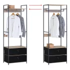 Ruhatároló fogas 2db fiókkal - Előszobaszekrény - Nyitott gardrób - 60x175cm Intenso Home