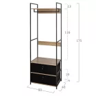Ruhatároló fogas 2db fiókkal - Előszobaszekrény - Nyitott gardrób - 60x175cm Intenso Home