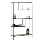 Nyitott könyvespolc, tároló állvány fém lábakkal - 5 szintes aranytölgy - 100x180cm Intenso