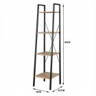 Nyitott döntött design könyvespolc, tároló állvány fém lábakkal - 4 szintes sonoma tölgy - 34x148cm Intenso Home