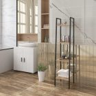 Nyitott döntött design könyvespolc, tároló állvány fém lábakkal - 4 szintes sonoma tölgy - 34x148cm Intenso Home