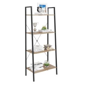 Nyitott döntött design könyvespolc, tároló állvány fém lábakkal - 4 szintes sonoma tölgy - 60x148cm Intenso Home