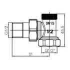 Radiátor sarok szelep - 1/2" (visszatérő) - szürke