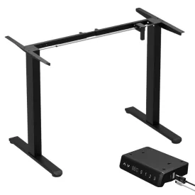 Fekete elektromosan emelhető íróasztal láb USB porttal memória funkcióval egyénre szabható szélességgel LVN System Flex+LV0739
