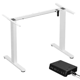 Fehér elektromosan emelhető íróasztal láb USB porttal memória funkcióval egyénre szabható szélességgel LVN System Flex+LV0740