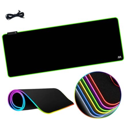 L Gamer egérpad 80x30 RGB világítással csúszásmentes asztali alátét könyöklő Levano LV9291