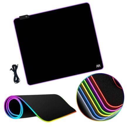 Gamer egérpad 45x40 RGB világítással csúszásmentes asztali alátét könyöklő LVN System LV9292