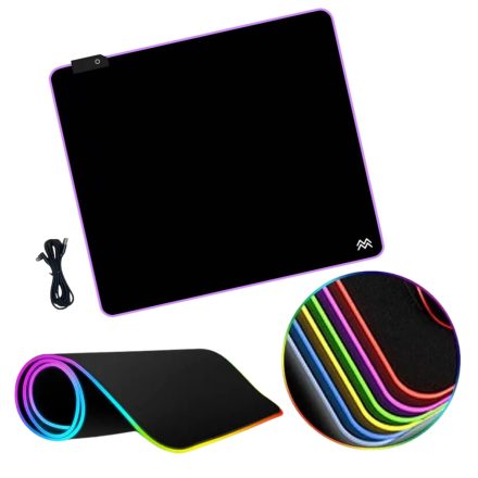 Gamer egérpad 45x40 RGB világítással csúszásmentes asztali alátét könyöklő Levano LV9292