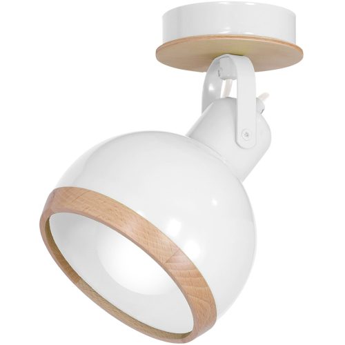 Milagro Oval fehér fali/mennyezeti lámpa valódi fa részletekkel 1xE27 (MLP8650)