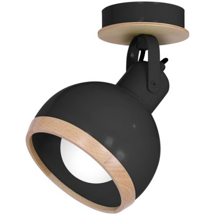 Milagro Oval fekete fali/mennyezeti lámpa valódi fa részletekkel 1xE27 (MLP8657)