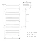 Design törölközőszárító radiátor fekete 570x1200mm Welland Lux - Készletről - Gyors kiszállítással
