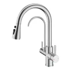 Welland Clearwater 3 utas / vízszűrős mosogató csaptelep - kihúzható zuhanyfej (inox)