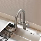 Welland Clearwater 3 utas / vízszűrős mosogató csaptelep - kihúzható zuhanyfej (inox)