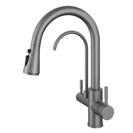   Welland Clearwater 3 utas / vízszűrős mosogató csaptelep - kihúzható zuhanyfej (gunmetal)