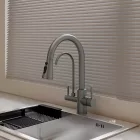 Welland Clearwater 3 utas / vízszűrős mosogató csaptelep - kihúzható zuhanyfej (gunmetal)
